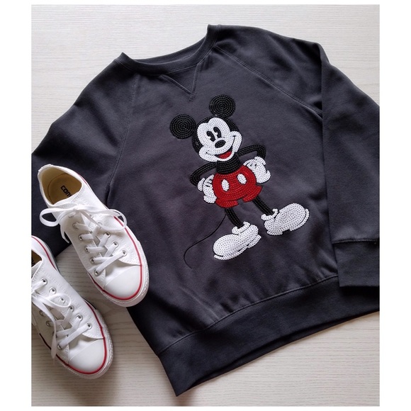 Disney Tops - Sequin Embellished Mickey Mouse Sweatshirt Disney